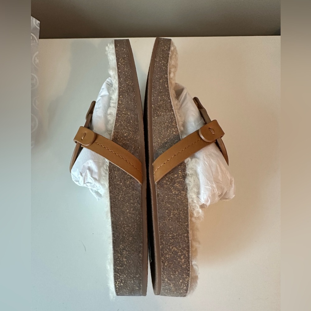 NEW!  TORY BURCH Miller Cloud Shearling Logo Slide Sandals - Picture 8 of 8